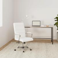 Oficina Sillón de Trabajo con Respaldo Tapizado Asiento Sintético Altura Ajustable Blanco - details 1