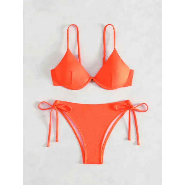 Nuevo traje de baño sexy con espalda descubierta y soporte de acero dividido de Yiyong, bikini con cordones de color sólido para mujer - 1
