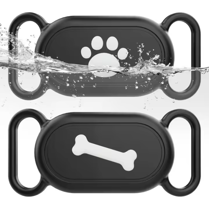 Soporte para collar de perro (paquete de 2) para Galaxy Smarttag2, funda de silicona impermeable para gato, accesorio de cubierta protectora antipérdida y resistente a los arañazos para Samsung Galaxy Smart tag2 (negro) - 1
