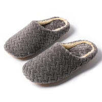 Espina de pescado gamuza interior masculino y femenino parejas hogar zapatillas de algodón térmico. - details 3