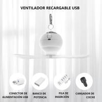 Ventilador de camping con linterna LED, ventilador de techo recargable para tienda de campaña, ventilador colgante portátil con control remoto y proyección, elementos esenciales para acampar para toldo, tienda de campaña, coche, RV, huracán, kit de superv - details 3