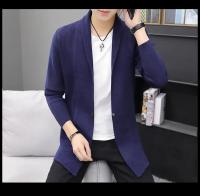 Suéter de otoño e invierno para hombre, suéter de punto, chaqueta, cárdigan largo para hombre, suéter de lana, suéter de color sólido - details 14