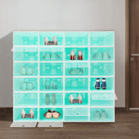 Caja de zapatos con tapa abatible de 24 piezas, caja de zapatos transparente, caja de zapatos de plástico para el hogar para hombres y mujeres, maravilla de almacenamiento de zapatos, gabinete de zapatos simple de múltiples capas, conjunto de zapatero, ca - details 1