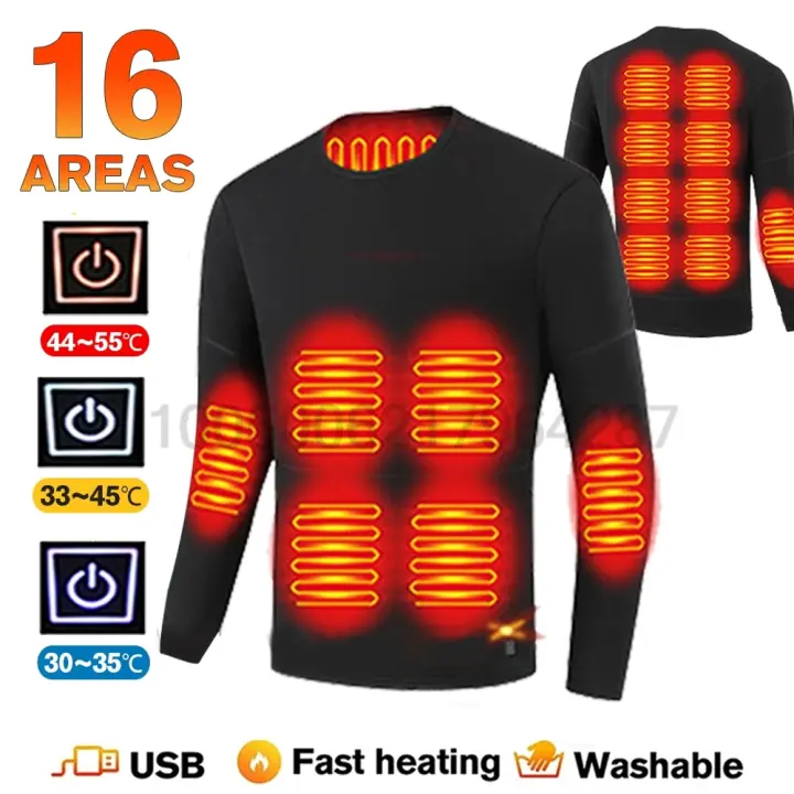 Conjunto de Ropa Interior Calentada para Invierno Chaqueta Eléctrica USB para Hombres y Mujeres - 1