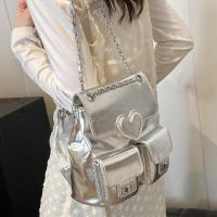 Diseño sentido nicho mochila plata amor de las mujeres nueva moda mochila versátil cadena cubo bolsa de viaje - details 4
