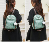 Mochila informal vintage de cuero PU para mujer, morral pequeño de viaje a la moda, color verde y negro - details 19