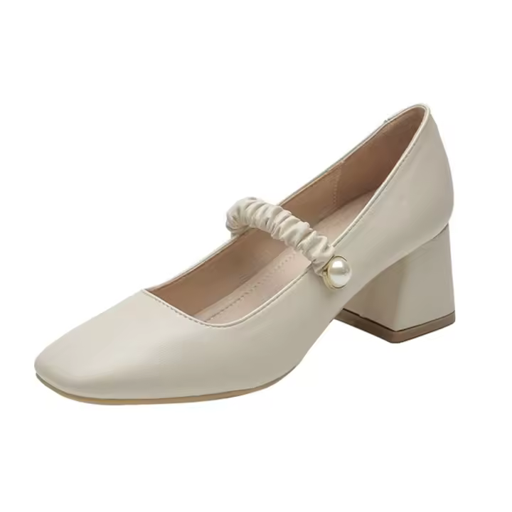 Zapatos Mary Jane elegantes para mujer, tacón medio grueso, zapatos Mary Jane de punta cerrada, zapatos de vestir para fiesta de boda informal - 1
