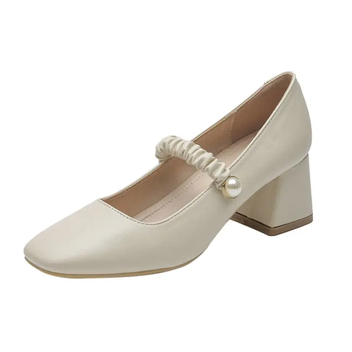 Zapatos Mary Jane elegantes para mujer, tacón medio grueso, zapatos Mary Jane de punta cerrada, zapatos de vestir para fiesta de boda informal - 1