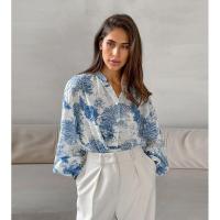 Nueva camisa holgada estampada de manga larga elegante con botones para mujer - details 1