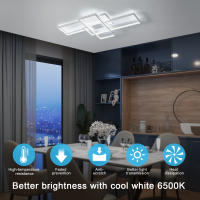 38W Plafón LED rectangular moderno, blanco, 90*50*9cm - luz blanca 6500K 220V - Iluminación Interior de Estilo Nórdico - Para Sala de estar, Dormitorio, Comedor, Salón - details 7