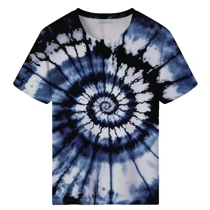 Camisetas estampadas Tie Dye para hombre, camisa de manga corta con estampado de rayas en espiral, novedad - 1