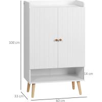 Zapatero Estrecho con 2 Puertas Mueble de Zapatero Ajustable para 15 Pares de Zapatos Blanco - details 2