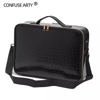 Bolsa de cosméticos impermeable con patrón de cocodrilo Pu para mujer, gran capacidad, partición ajustable, estuche de maquillaje para tatuaje de viaje, nuevo - details 0