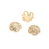 50 Uds. De cuentas redondas de latón de Color dorado de 18K, tapas de hojas de árbol y flores, suministros para hacer cuentas de joyería, accesorios Diy - details 28