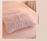 Juego de ropa de cama de lujo, edredón de terciopelo de visón Kawaii, con sábanas, individual y doble, color rosa cálido, para Otoño e Invierno - details 14