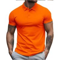 Polo de manga corta para hombre, camiseta informal con cuello Henley, talla grande, primavera, verano, Azul, Negro, RED2xl - details 3