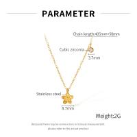 Collar de acero inoxidable para mujer estilo INS: delicado colgante de flor de circón, cadena de gargantilla minimalista, joyería diaria - details 7