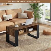 Mesa Centro Baja Mesa Auxiliar de 2 Niveles Mesita Lateral para Sofá Mesa de Café con Comodidades - details 7