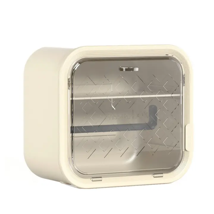 Contenedor de papel higiénico de plástico, cajón transparente de doble capa, portarrollos de papel montado en la pared de gran capacidad - 1
