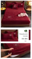 Cubierta de Cama de Terciopelo Engrosado Juego de Sábanas Elásticas de Color Sólido para Cama de Rey y Amarilla - details 15
