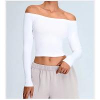 Ropa de Yoga de manga larga para mujer, camiseta deportiva Sexy de cuello único, ropa deportiva para correr, Top deportivo - details 0