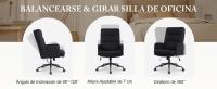 Silla Escritorio, Silla de Oficina de Lana de Teddy, Silla de Estudio con Ruedas, Altura Ajustable, Silla Giratoria para Hogar y Dormitorio, Crema, Negro - details 6