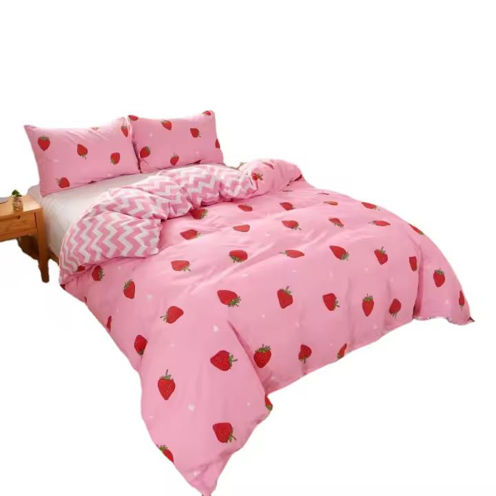Juego De 3 piezas De Funda Nórdica, Estampado De Fresas Dulces, Ropa De Cama, Funda Nórdica Suave Y Cómoda - 1