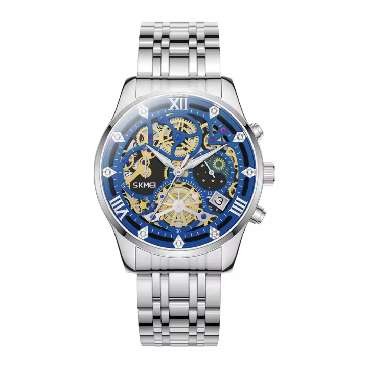 SKMEI-reloj ejecutivo de lujo para hombre, cronógrafo de cuarzo japonés, resistente al agua, con calendario, 3bar - 1