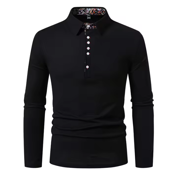 Polo de manga larga para hombre, camisas de Color sólido, moda de Cachemira, nuevos Polos de negocios sociales, otoño - 1