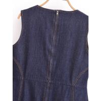 Ropa de mujer europea y americana de mezclilla sin mangas para mujer Vestido de moda delgado Midi para mujer - details 3