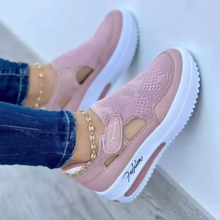 Zapatos deportivos de plataforma para mujer, zapatillas de tenis para ocio, versátiles, huecas, para exteriores, a la moda, primavera y otoño, novedad de 2024 - 1