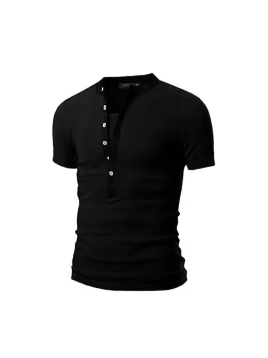 Camiseta ajustada de manga corta para hombre, estilo coreano, con escote nuevo de primavera y verano 2025. - 1