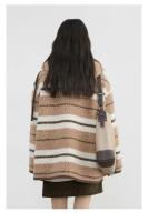 Abrigos de plumas para mujer, chaqueta holgada de un solo pecho con capucha y rayas contrastantes, chaqueta femenina para Otoño e Invierno 2024 - details 7