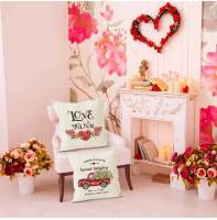 Funda de almohada para bicicleta del Día de San Valentín, funda de almohada con estampado de flores rosas, funda de cojín de lino, funda de almohada festiva para cintura - details 6
