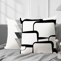 Funda de almohada cuadrada de arte geométrico abstracto blanco y negro para sofá de casa, 4 Uds. - details 2