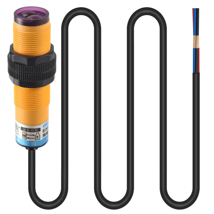 Interruptor de Sensor fotoeléctrico PNP IR, 3 cables CC, 6-36V, 30cm, E18-B03P1 - 1