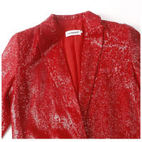 Traje de Fiesta Navideño Rojo con Lentejuelas Cuello Redondo, Manga Larga, Botón Único, Moda para Mujeres 2025 - details 7