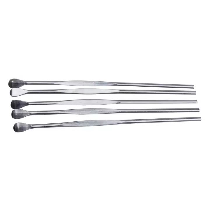 Herramienta de eliminación de cera de oreja, de acero inoxidable cureta, tono plateado, 5 piezas - 1