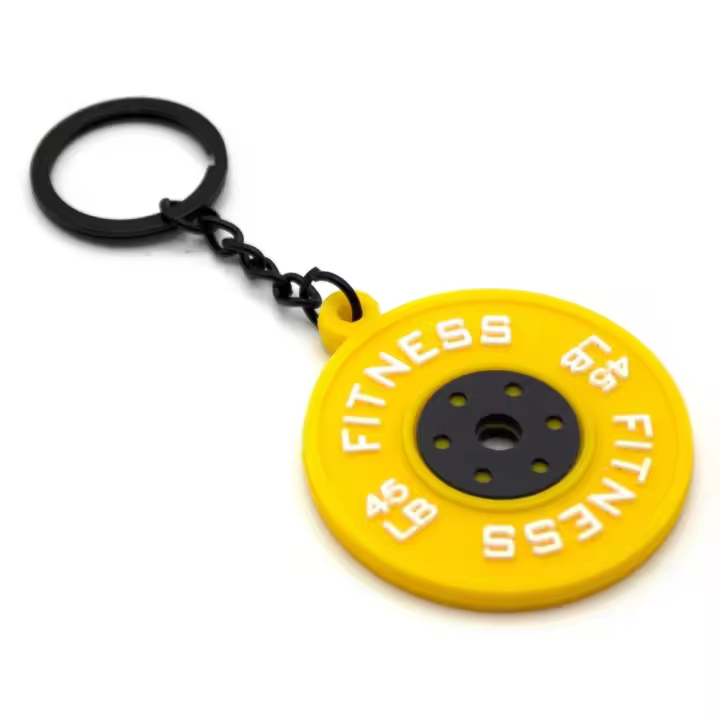 Mini llavero con placas de barra a la moda, llavero con placas de barra creativas de simulación, joyería con mancuernas, regalos colgantes de la serie Fitness - 1