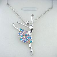 Collar con colgante de bailarina de Ballet de cristal colorido a la moda, collar de niña bailarina con diamantes de imitación de colores, regalos de joyería - details 5