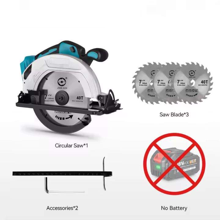 Sierra circular eléctrica sin escobillas Yofidra de 7 pulgadas y 180 mm, 10800 RPM, inalámbrica, herramienta de corte eficiente para trabajar la madera, compatible con baterías Makita y juego de pines. - 1