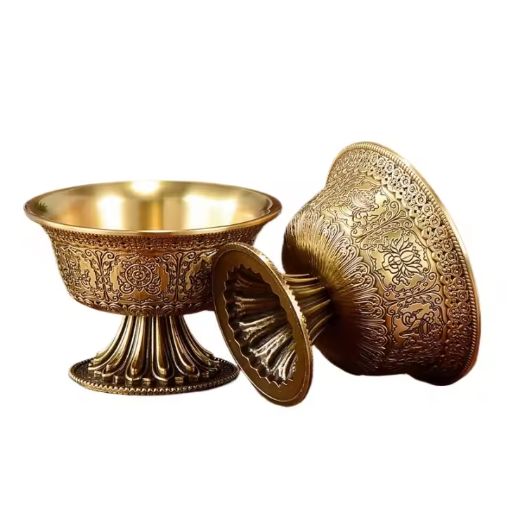 Bol de Auspicio de Cobre de Buda Copa de Agua Santa de Guanyin, Dios de la Riqueza - 1