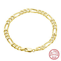 Pulseras de plata de ley 925 para hombre y mujer, cadena Figaro 925, Estilo Vintage - details 1