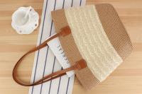 Bolso de mano de gran capacidad a rayas Bolso tejido a mano con textura premium Bolso de hombro versátil de vacaciones - details 14