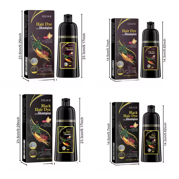 Champú, cobertura blanca y gris, reparación natural de tinte rápido, limpieza seca y dañada, raíces nutritivas, restauración del cabello negro - 1