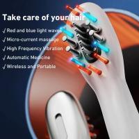 Peine eléctrico de microcorriente para masaje del cuero cabelludo, EMS para el crecimiento del cabello, terapia de luz LED roja y azul, cepillo de masaje con vibración de microcorriente - details 2