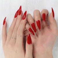 Uñas Postizas De Tacones Altos Rojo Gloss 24 Piezas Por Pack Uñas Falsas De Acrílico Para Dedos Aplicación Duradera Y Fácil - details 1