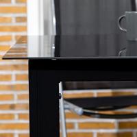Mesa de Jardín Rectangular para 6 Personas Marco de Aluminio Mesa de Comedor Exterior con Vidrio Templado Carga de 50kg Para Balcón Terraza Negro 150x90x74 cm - details 6