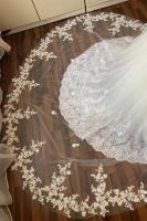 Recién llegado, velos de novia largos de 3 metros de una capa, velos de novia de color blanco marfil, velo de novia con borde de encaje, velo de novia con peine de tul suave - details 8