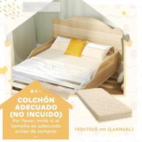 Cama para niños de +3 años 140x70 cm Cama infantil de madera con cabecera en forma de oso Carga 80 kg para dormitorio natural - details 6